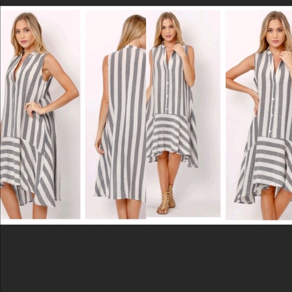 Boho Loco fashion boutique Dresses & Skirts - 🍃💙Deep waist stripe shirt dress tunic style,💙🍃